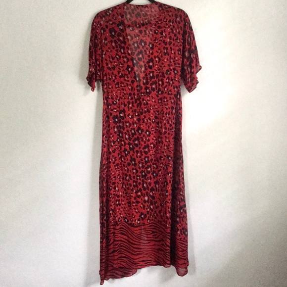 Zara Red Animal Print Flowy Cover Up - Picture 5 of 8
